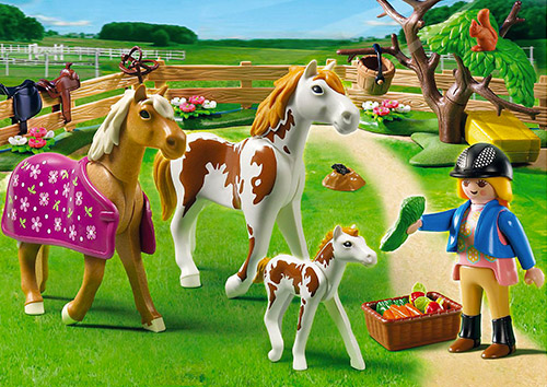 PLAYMOBIL® Set: 6948 Enfants Chariot et Poneys + 6949 Vétérinaire avec  Enfants