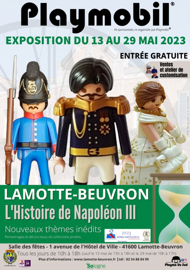Exposition Playmobil Exposition Playmobil L'histoire de Napoléon III 2023 à Lamotte-Beuvron (41600) Exposition Playmobil Exposition Playmobil L'histoire de Napoléon III 2023 à Lamotte-Beuvron (41600)