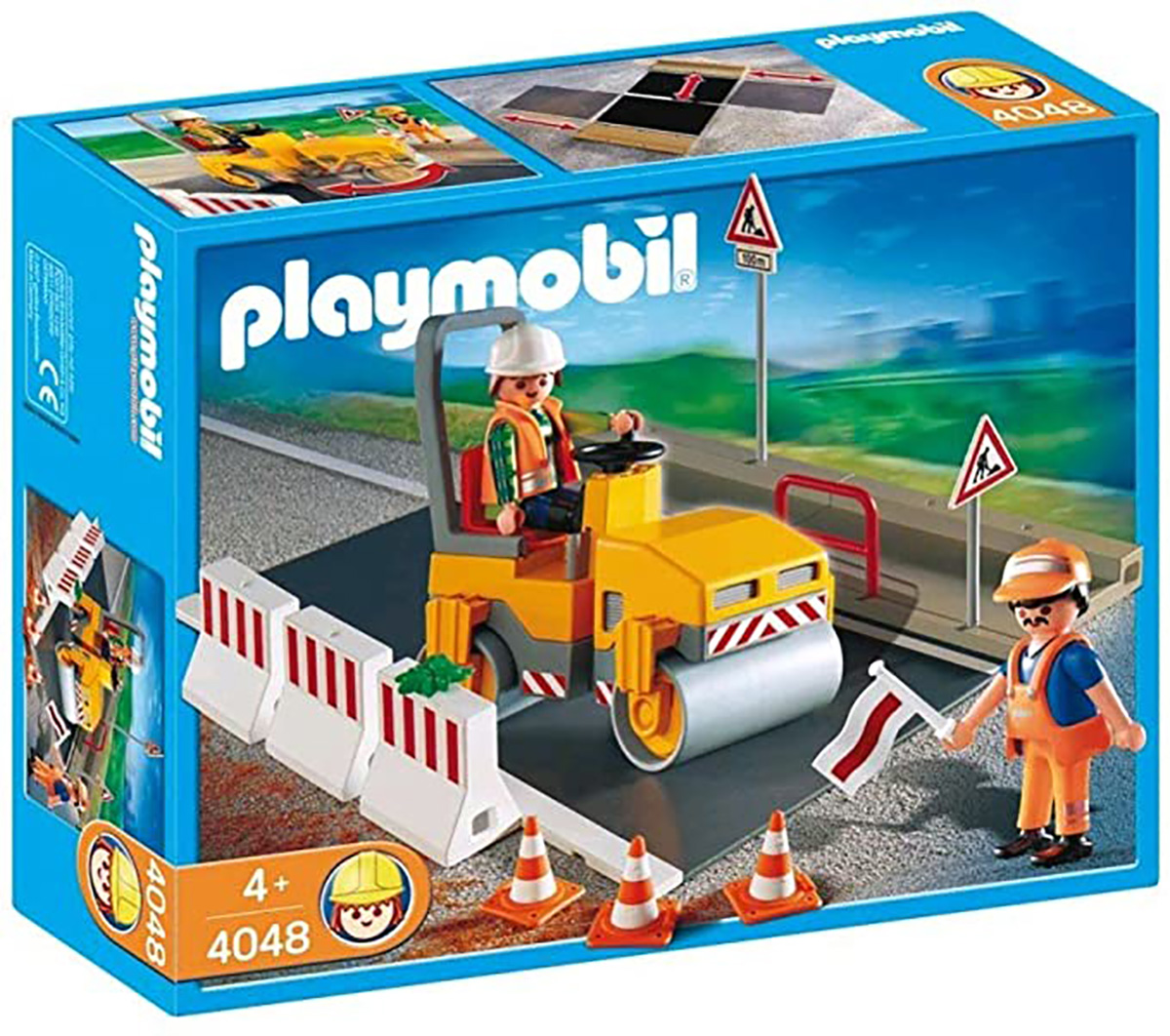 Playmobil City Action 4048 pas cher, Ouvriers avec rouleau compresseur
