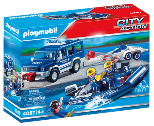 PLAYMOBIL City Action 4087 Secouristes avec voiture et bateau