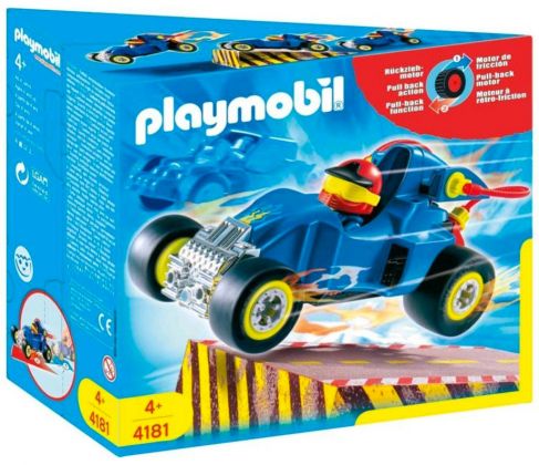PLAYMOBIL Sports & Action 4181 Pilote avec voiture transformable bleue