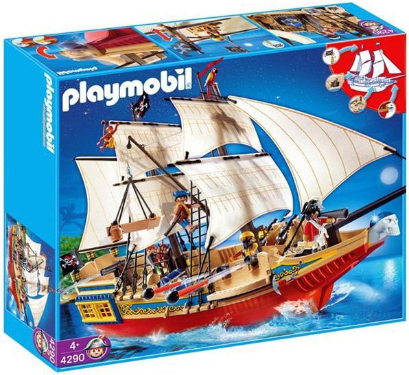 Playmobil Pirates 4290 pas cher, Grand bateau camouflage des pirates