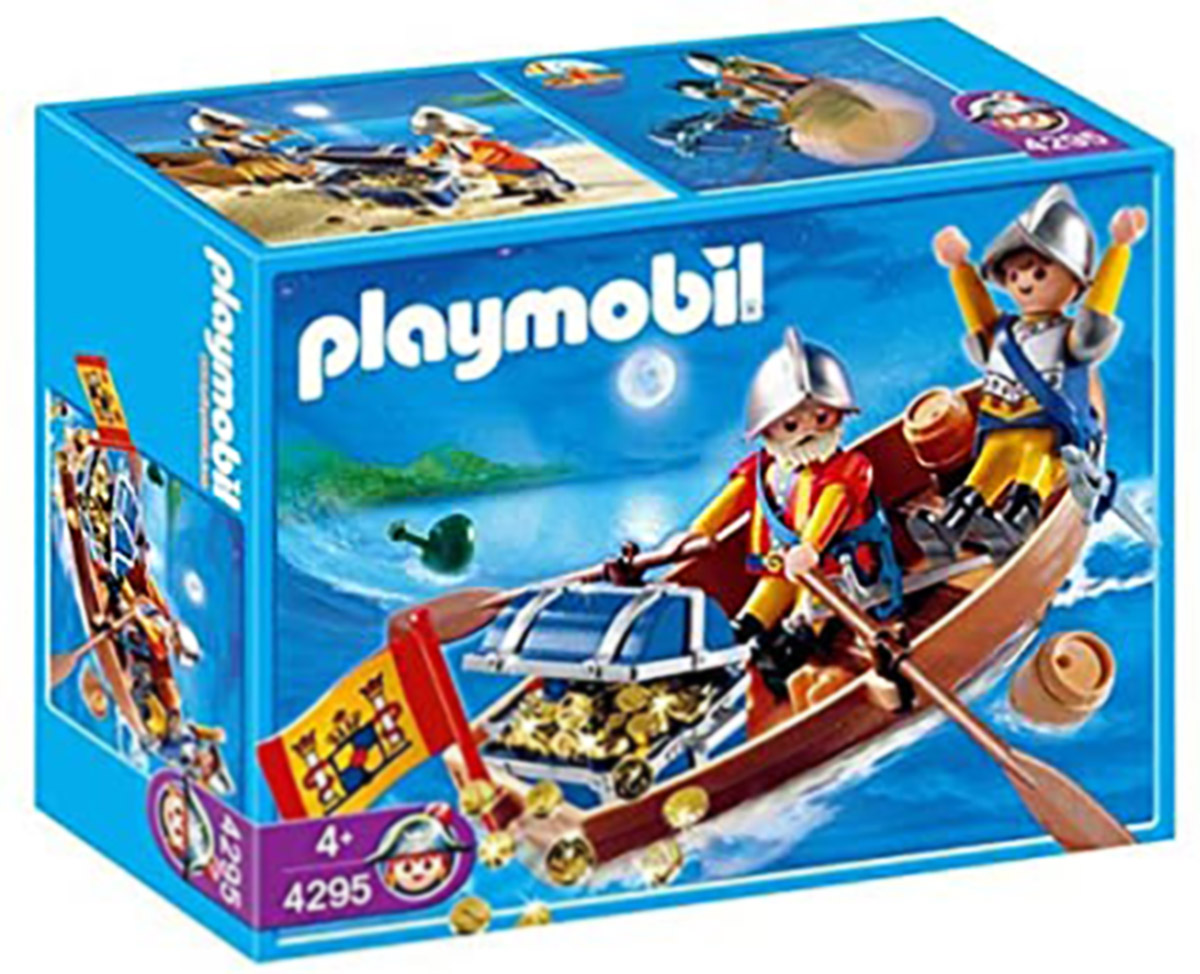 Playmobil Knights 4295 pas cher, Soldats avec barque et tr?�sor