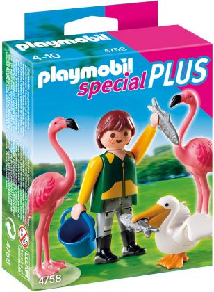 PLAYMOBIL Special Plus 4758 Gardien de zoo avec flamants roses et pélican