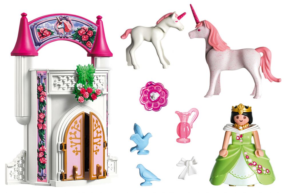 Chateau : Donjon de la licorne PLAYMOBIL couleur blanc et rose de 2009