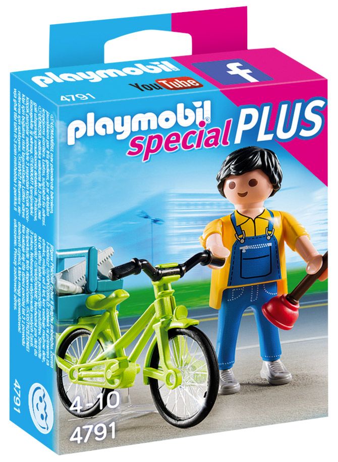 Playmobil Special Plus 4791 pas cher, Bricoleur avec matériel et vélo