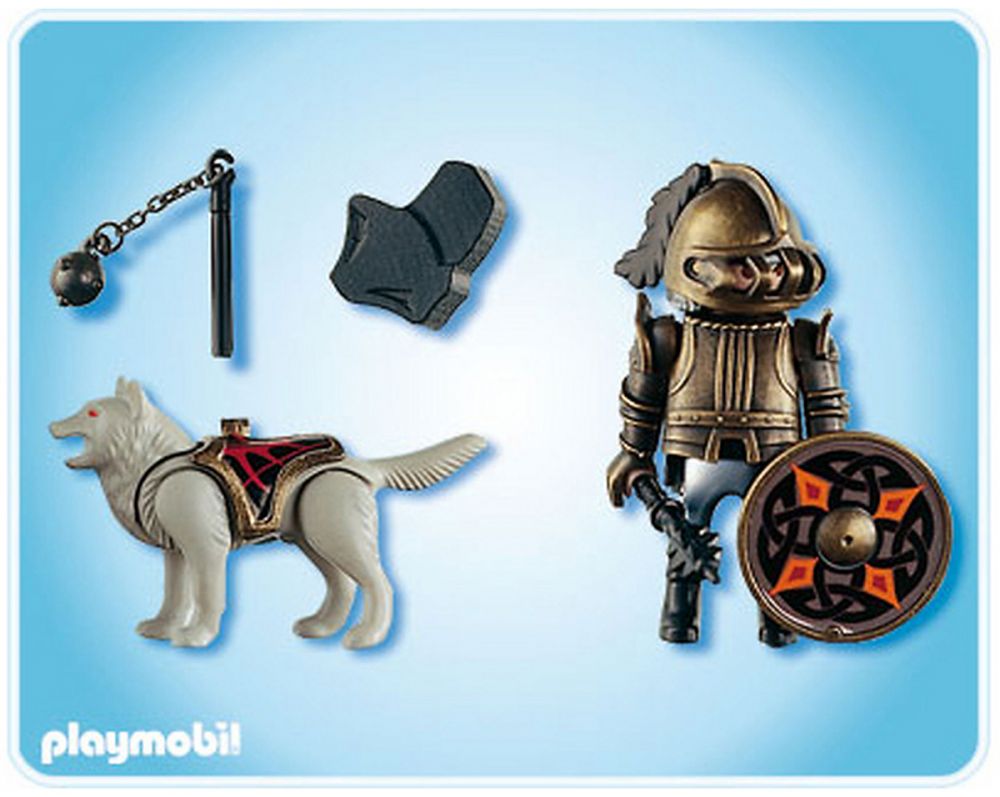 Playmobil chevalier avec hache et bouclier