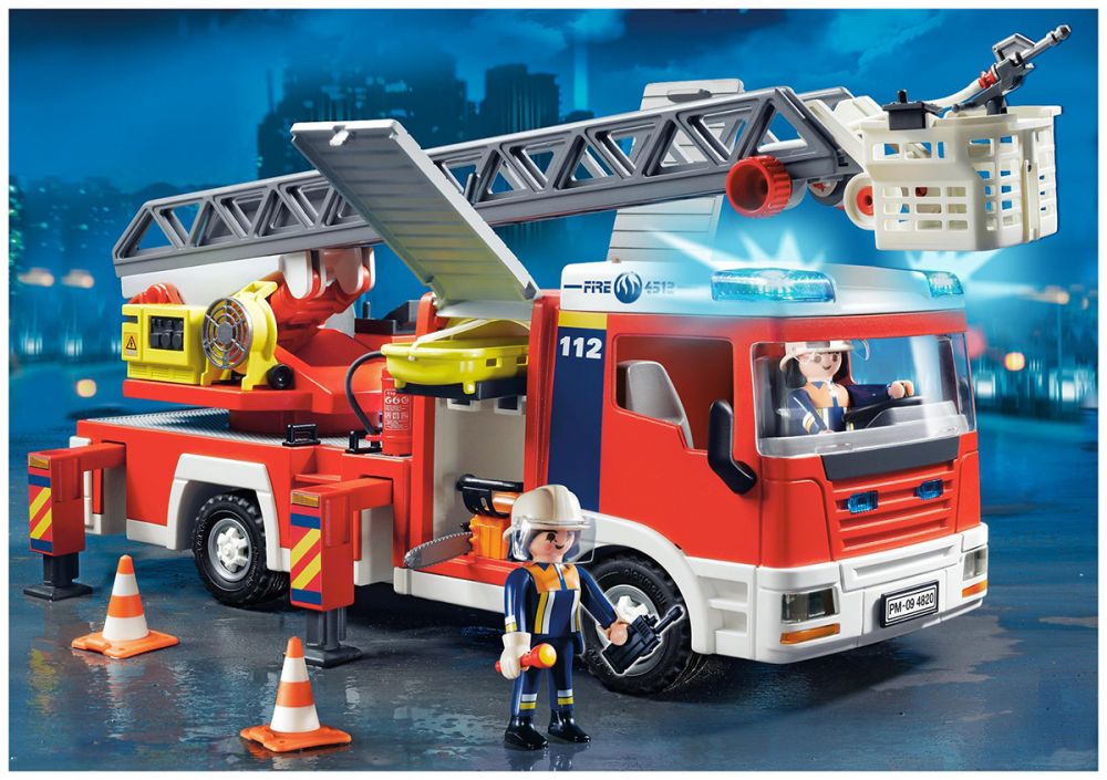 PLAYMOBIL LOT 2 camion pompier grande echelle 4820 1 complet origine 2  perso EUR 47,50 - PicClick FR