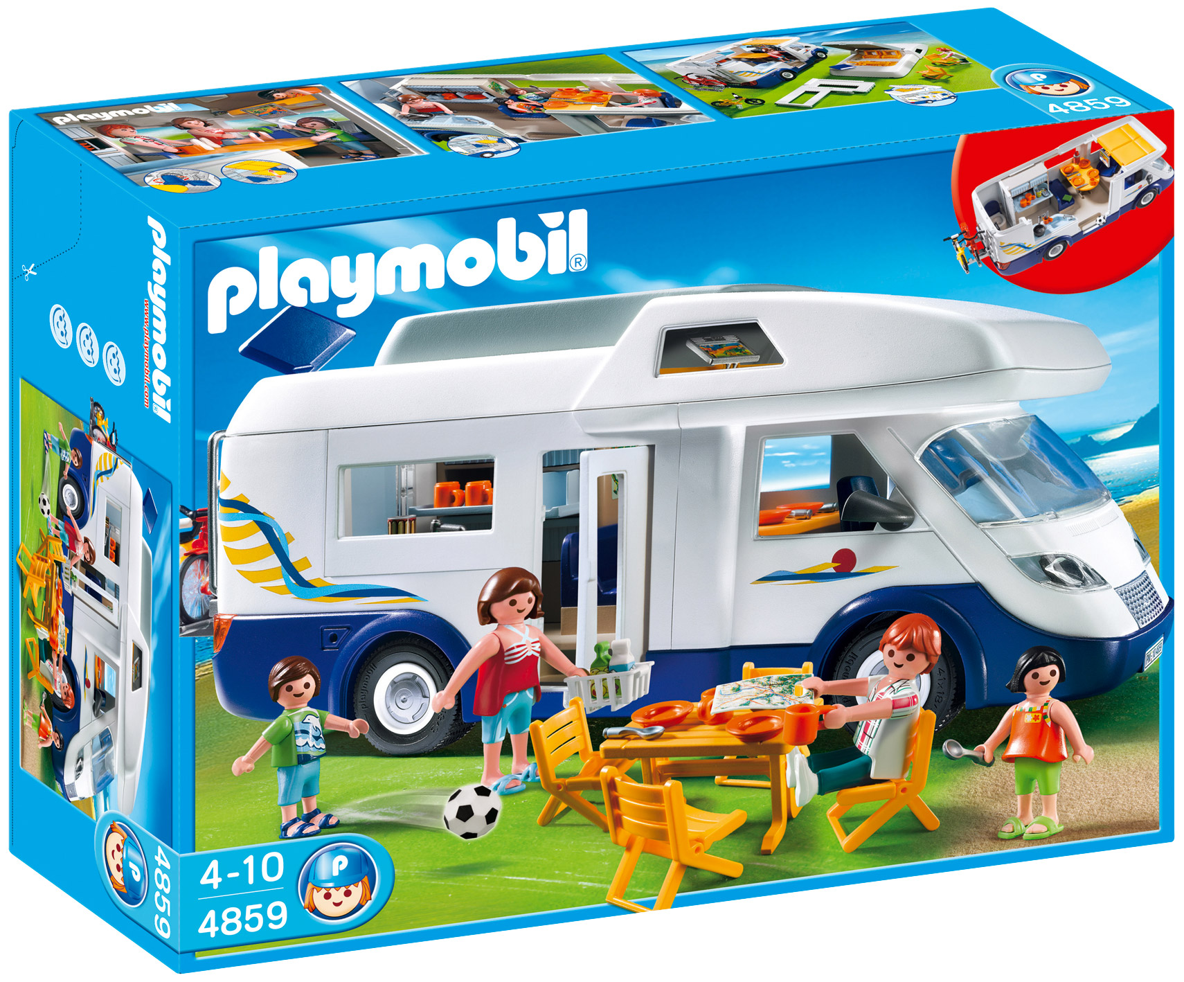 Playmobil Summer Fun 4859 pas cher, Grand camping-car familial