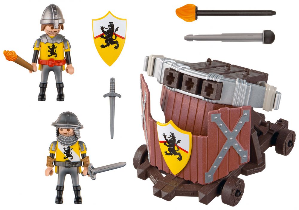 Playmobil Knights 4867 pas cher, Baliste ?� 3 projectiles et chevaliers du Lion