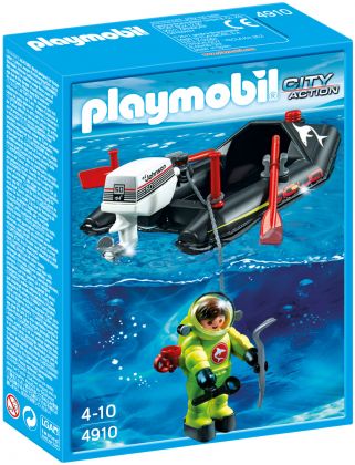 PLAYMOBIL City Action 4910 Bateau pneumatique avec scaphandrier