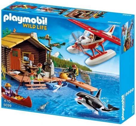 PLAYMOBIL Wild Life 5039 Cabane du pêcheur avec hydravion et orque