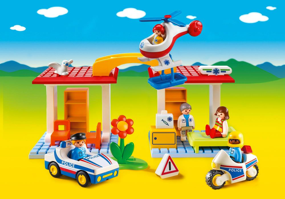 PLAYMOBIL 5046 1.2.3 Coffret Hôpital avec Secouristes et Policiers