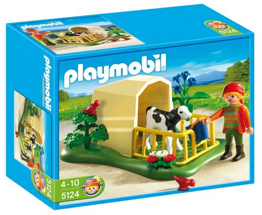 PLAYMOBIL Country 5124 Abri avec veau et fermière