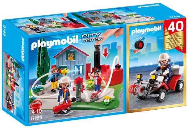 PLAYMOBIL City Action 5169 CompactSet Anniversaire - Brigade de pompiers avec quad