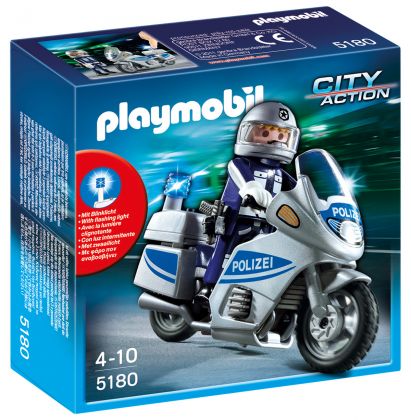 PLAYMOBIL City Action 5180 Motard de police avec lumière clignotante