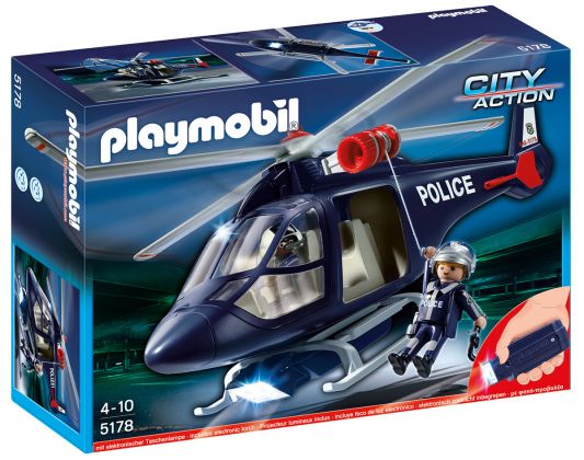 PLAYMOBIL City Action 5183 Hélicoptère de police avec projecteur