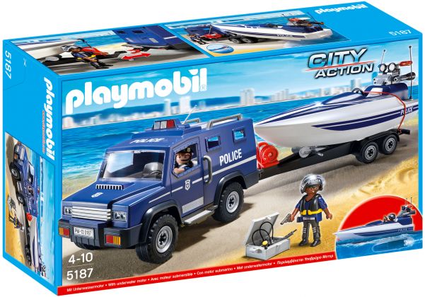 PLAYMOBIL City Action 5187 Fourgon et vedette de police