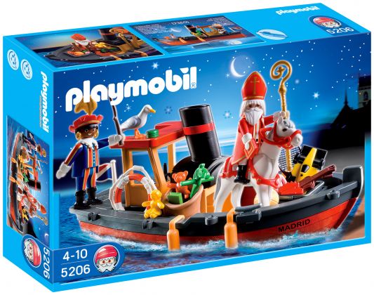 PLAYMOBIL Christmas 5206 Bateau à vapeur Saint-Nicolas et Père Fouettard