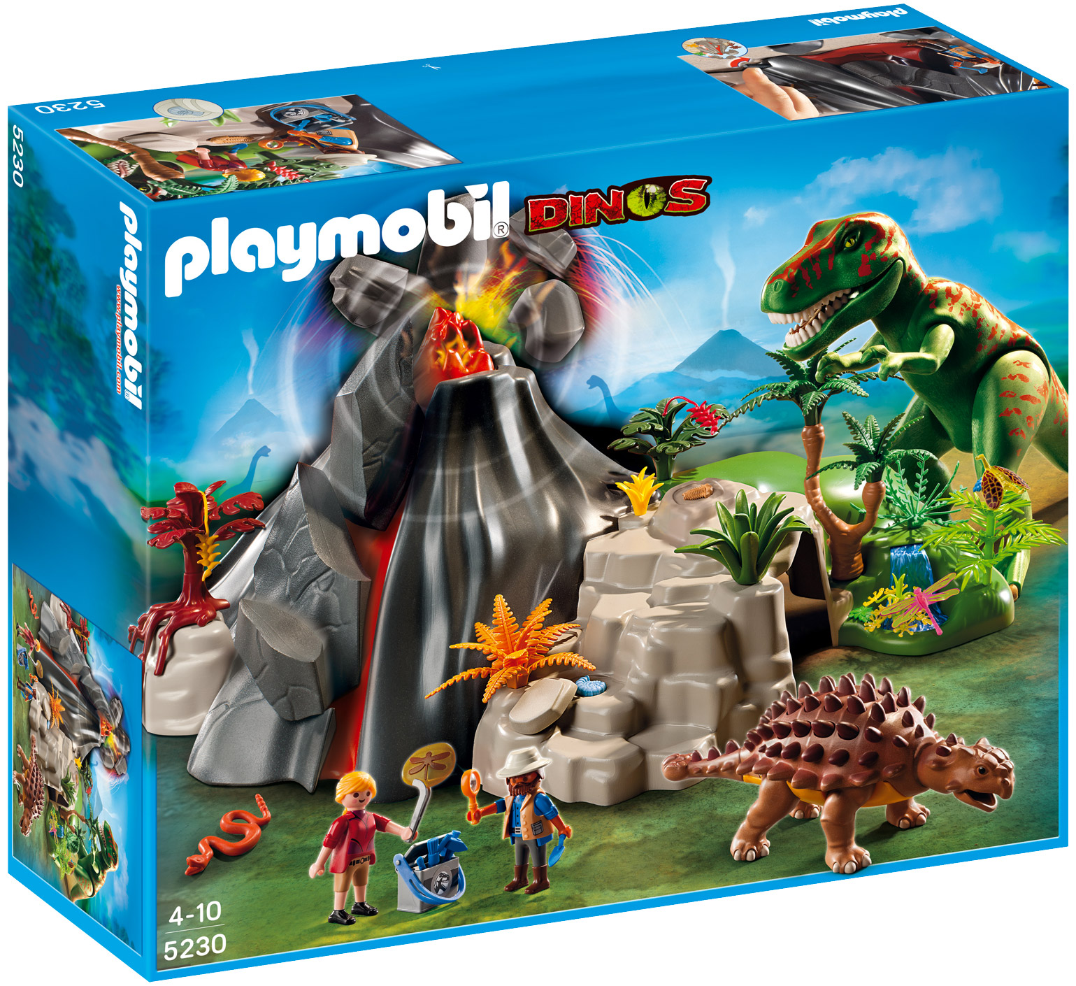 Playmobil Dinos 5230 pas cher, Tyrannosaure et Saichania avec volcan