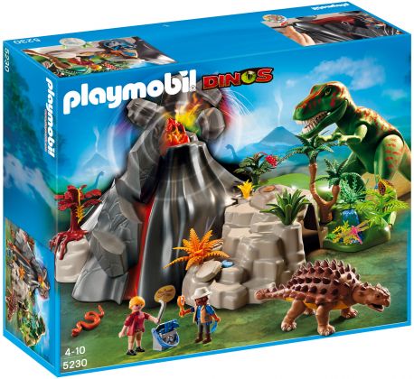 PLAYMOBIL Dinos 5230 Tyrannosaure et Saichania avec volcan