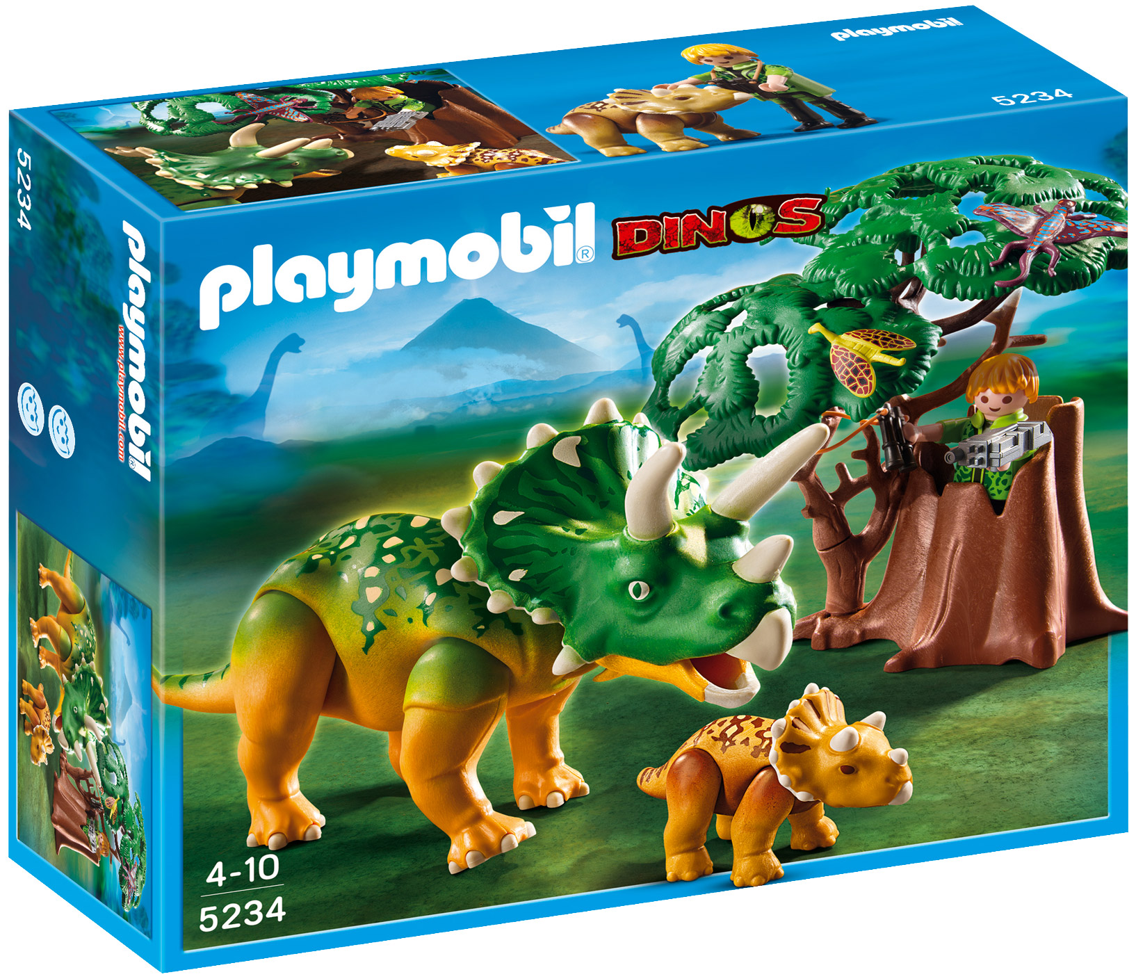 Playmobil Dinos 5234 pas cher, Tricératops et son petit avec arbre