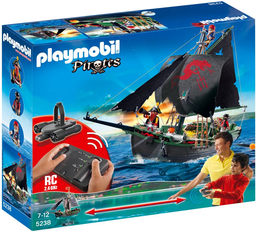 Playmobil Pirates 5238 pas cher, Bateau pirates avec moteur
