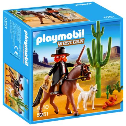 PLAYMOBIL Western 5251 Shérif à cheval avec chien
