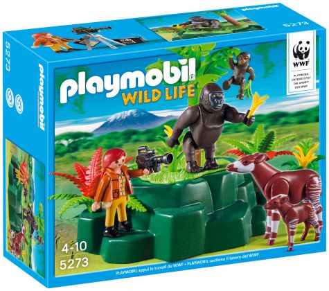 PLAYMOBIL Wild Life 5273 Gorilles et okapis avec végétation WWF
