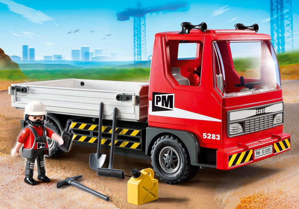 Playmobil Family Fun 70959 pas cher, Camion FunPark avec remorque plateau  et conteneur