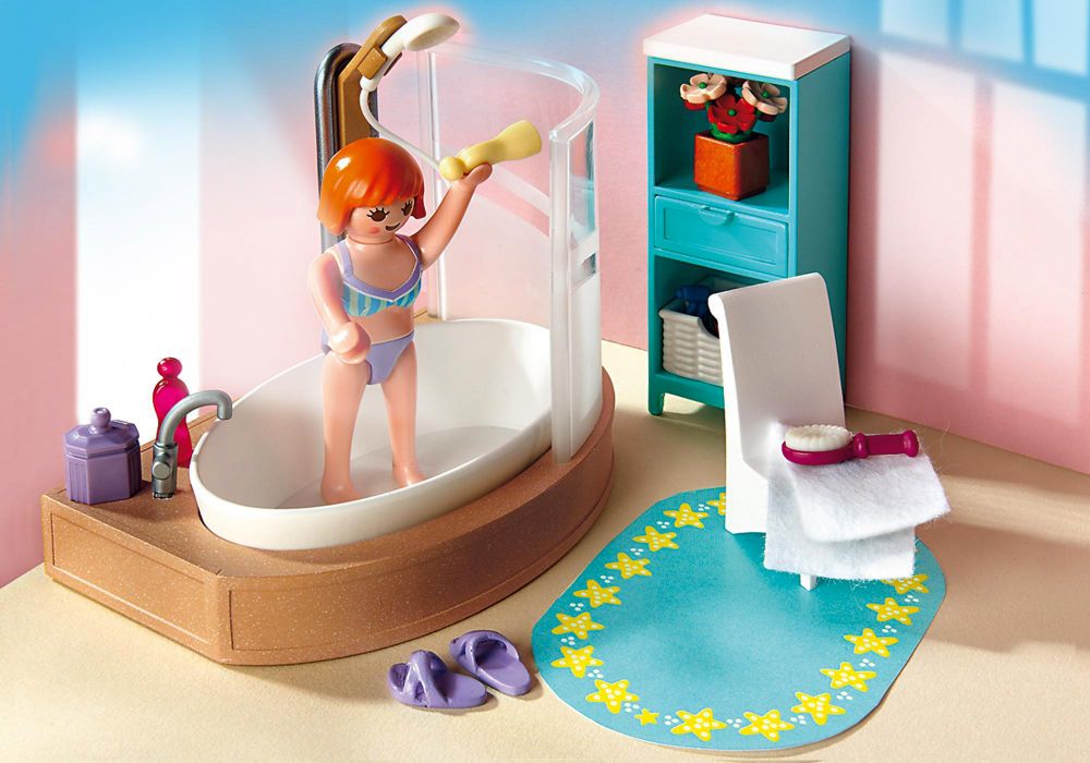 Playmobil Dollhouse 5330 pas cher, Salle de bains avec baignoire et  pare-douche