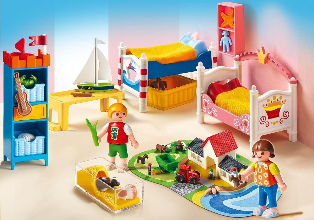 Playmobil Dollhouse 5333 pas cher, Chambre des enfants avec lits décorés