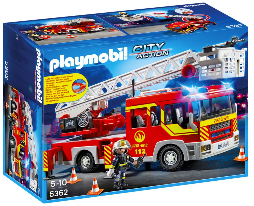 Playmobil City Action 5362 pas cher, Camion de pompier avec échelle  pivotante et sirène