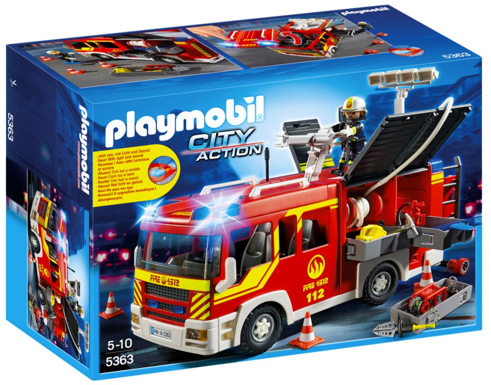 Playmobil - Camion de Pompiers avec Échelle Pivotante - 9463 & 4X4 de  Pompier avec Lance-Eau - 9466
