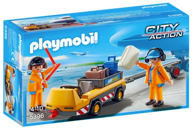 PLAYMOBIL City Action 5396 Agents avec tracteur à bagages