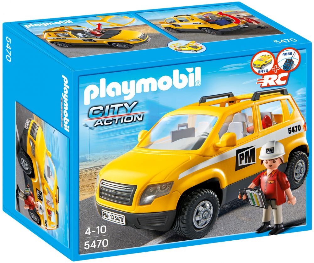 Playmobil City Action 5470 pas cher, Chef de chantier et véhicule  d'intervention