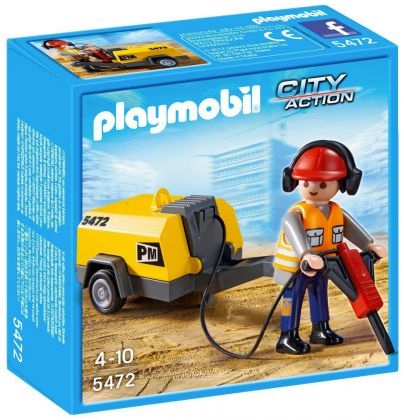 PLAYMOBIL City Action 5472 Ouvrier avec marteau-piqueur