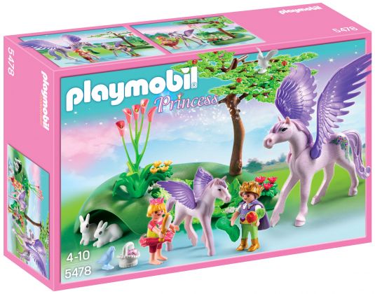 PLAYMOBIL Fairies 5478 Enfants royaux avec cheval ailé et son bébé