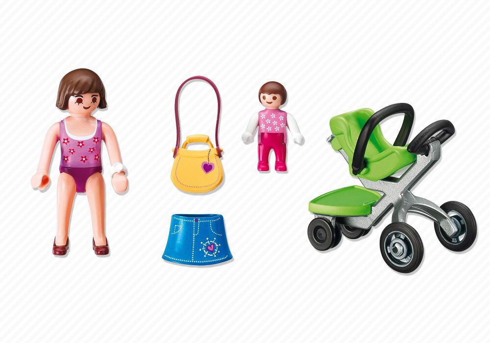 playmobil maman avec bébé poussette