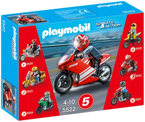 PLAYMOBIL Sports & Action 5522 Moto de course rouge