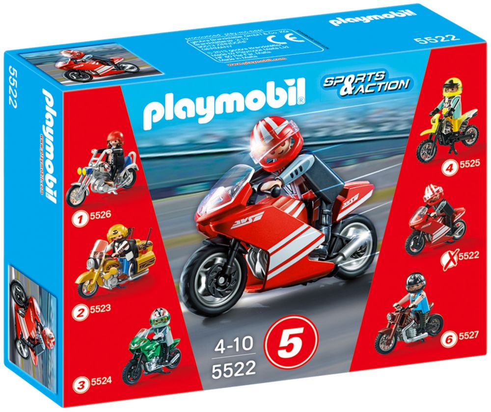 Playmobil Sports & Action 5522 pas cher, Moto de course rouge