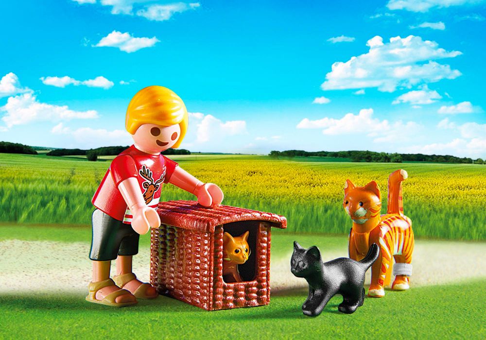 Playmobil City Life 5535 pas cher, Enfant avec chats