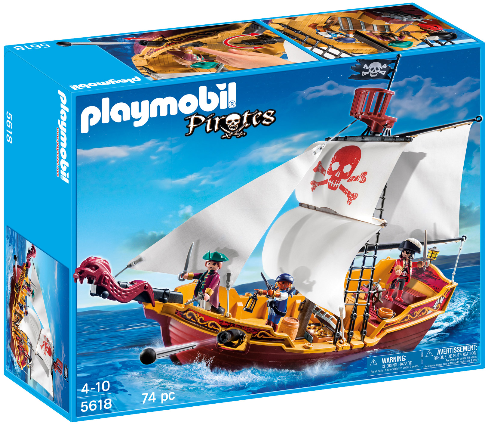playmobil pirates 5618 pas cher - le bateau de pirates du