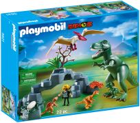 Playmobil - 5230 - Jeu de Construction - Tyrannosaure et Saichania avec  Volcan