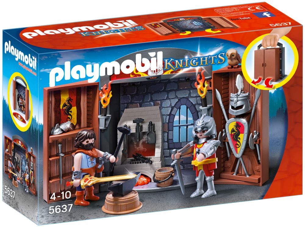 Playmobil Knights 5637 pas cher, Coffre Chevalier et forgeron