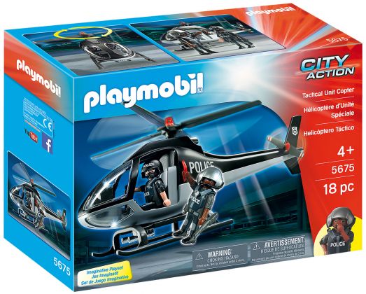 PLAYMOBIL City Action 5675 Hélicoptère de l'unité tactique