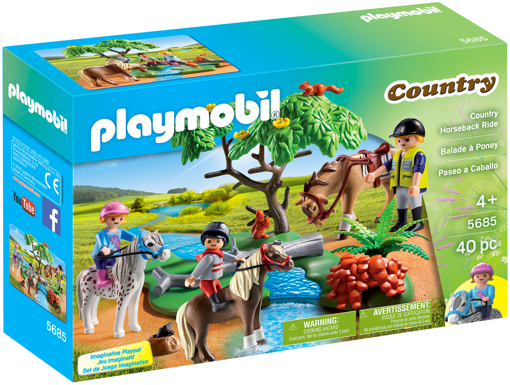 Playmobil Country 5685 pas cher, Cavaliers avec poneys et cheval