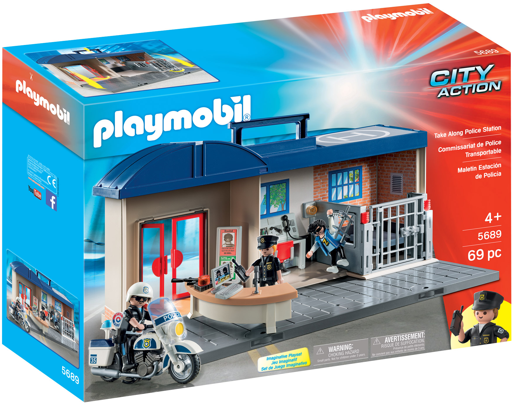 Playmobil City Action tente de jeu commissariat de police - 145 x 70 x 105  cm