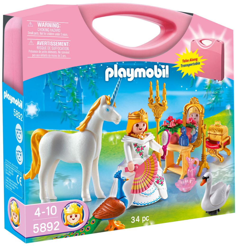 Playmobil Princess 5892 pas cher, Valisette princesse et licorne