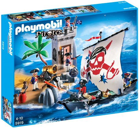 PLAYMOBIL Pirates 5919 La chaloupe des pirates et la tour de guet